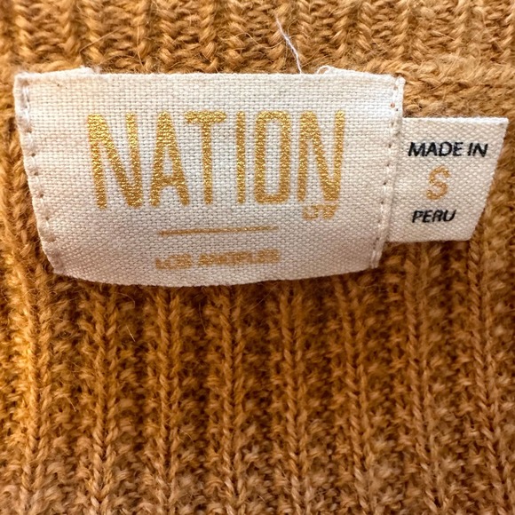 Nation LTD Chunky Boxy Super Long Sleeves Mustard Gold Sweater sz S - Picture 4 of 4